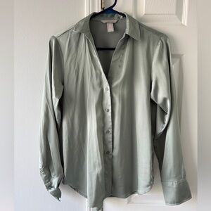 H&M Light Sage Satin Shirt